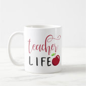 Mug vie d'enseignant pomme rouge typographie enseignan (Gauche)