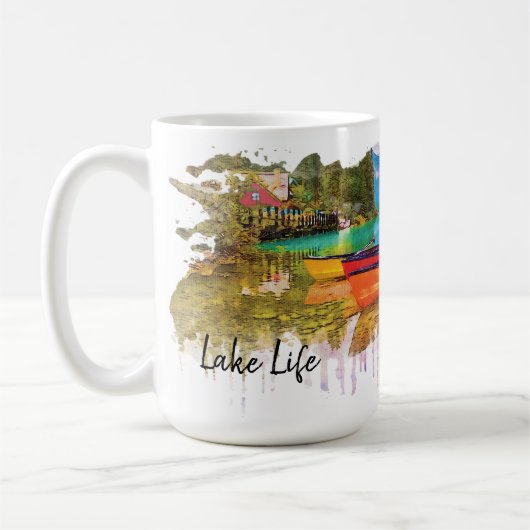 Mug Vie du lac, aquarelle colorée (Gauche)