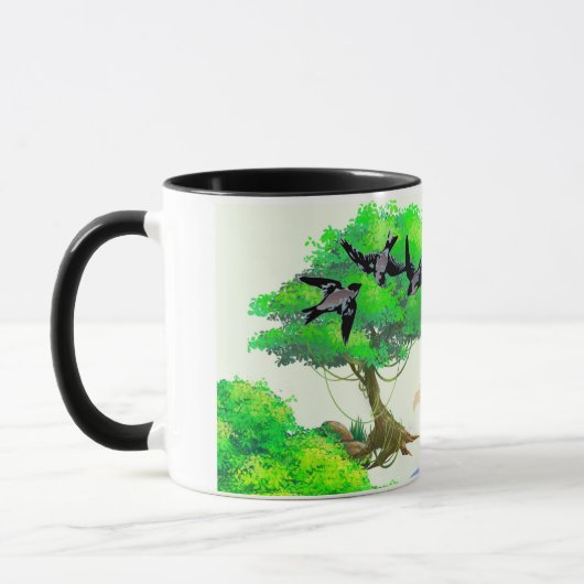 Mug Vie forestière printanière avec oiseaux et écureui (Gauche)