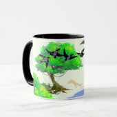Mug Vie forestière printanière avec oiseaux et écureui (Devant gauche)