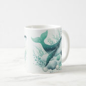 Mug Vie marine océanique de baleine turquoise (Devant droit)