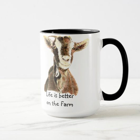 Mug Vie meilleure à la ferme, chèvre, animal, amusemen (Droite)