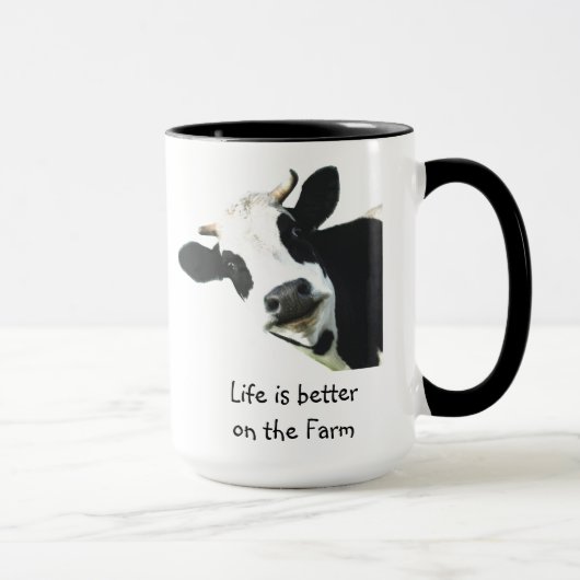Mug Vie meilleure sur la ferme Vache Animaux Fun (Droite)