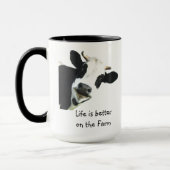 Mug Vie meilleure sur la ferme Vache Animaux Fun (Gauche)