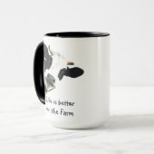 Mug Vie meilleure sur la ferme Vache Animaux Fun (Devant gauche)