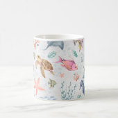 Mug Vie océanique à l'aquarelle Texturée Blanche (Centre)