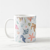 Mug Vie océanique à l'aquarelle Texturée Blanche (Gauche)