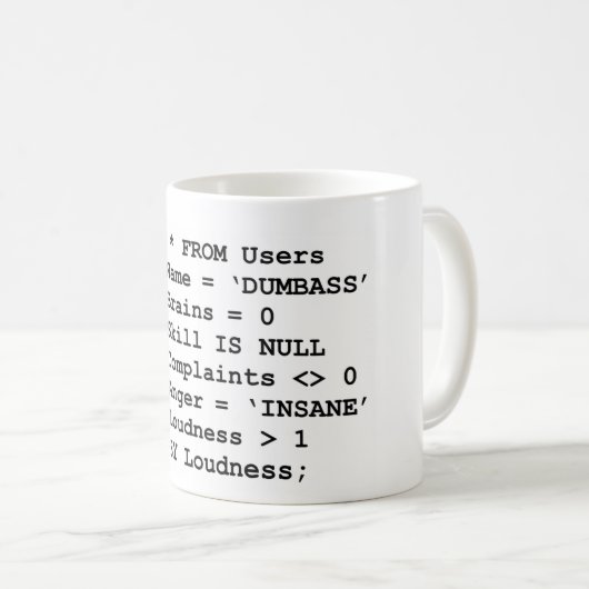 Mug Vie réelle SQL (Devant droit)