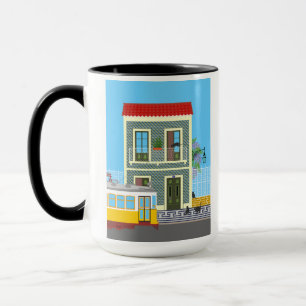 Mug Vieille maison de Lisbonne avec chats et tramway j