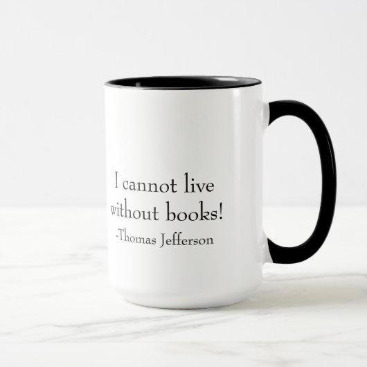 Mug Vieille pile de livre-avec citation de Jefferson (Droite)