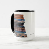 Mug Vieille pile de livre-avec citation de Jefferson (Devant gauche)