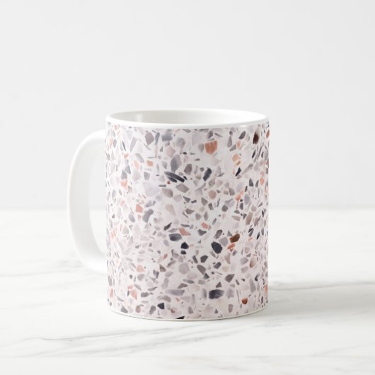 Mug Vieille texture terrazzo, motif d'hamper. (Devant gauche)