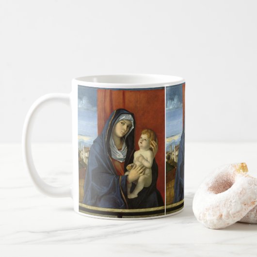 Mug Vierge à l'enfant par Giovanni Bellini (Avec donut)