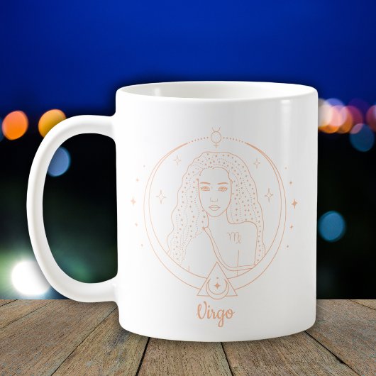 Mug Vierge Ligne d'Art Zodiaque Blanc Pêche