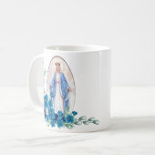 Mug Vierge Marie béni fleurit la prière de Memorare (Devant gauche)
