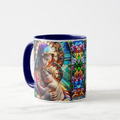 Mug Vierge Marie et Bébé Jésus Vitrail (Devant gauche)