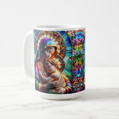 Mug Vierge Marie et Bébé Jésus Vitrail (Devant gauche)