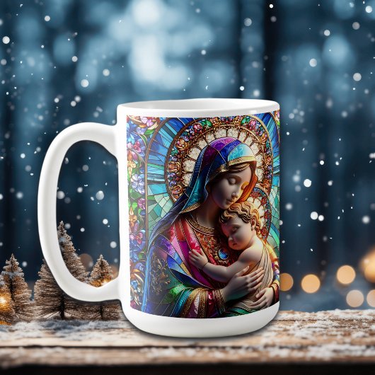 Mug Vierge Marie et Bébé Jésus Vitrail