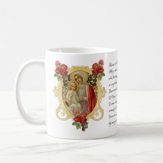 Mug Vierge Marie Floral Jésus Mémorare prière  (Gauche)