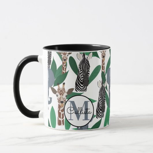 Mug Vierge Zebra Elephant Giraffe Safari Animals (Gauche)