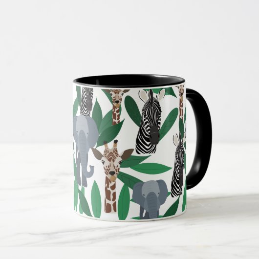 Mug Vierge Zebra Elephant Giraffe Safari Animals (Devant droit)