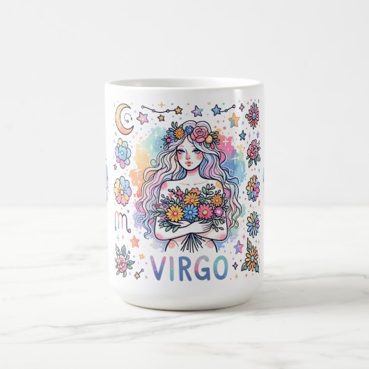 Mug Vierge Zodiaque Astrologie Florale Colorée (Centre)