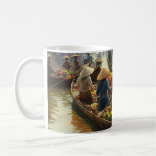 Mug Viêt-nam peinture sur le marché de l'eau