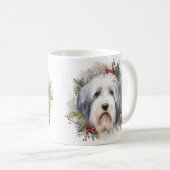 Mug Vieux anglais Sheepdog Christmas Wreath Festive Pu (Devant droit)