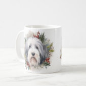 Mug Vieux anglais Sheepdog Christmas Wreath Festive Pu (Devant gauche)