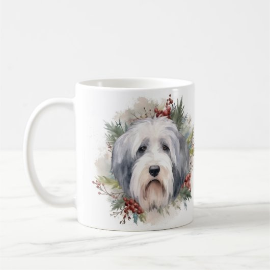 Mug Vieux anglais Sheepdog Christmas Wreath Festive Pu (Gauche)