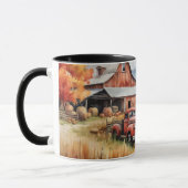 Mug Vieux camionnette et grenier rouge à l'automne (Gauche)