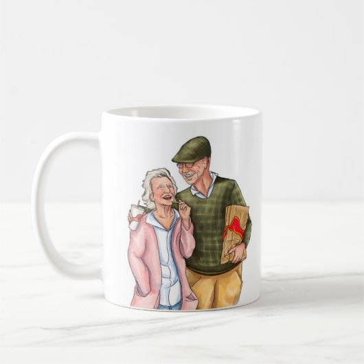 Mug Vieux couple couleur pleine Anniversaire à droite (Gauche)