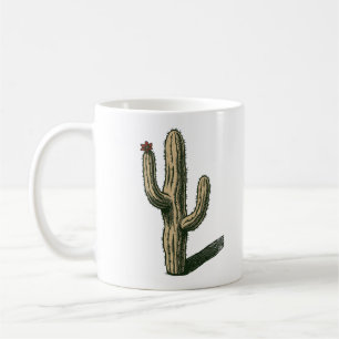 Mug Vieux Saguaro Cactus Avec Fleur de Désert Rouge