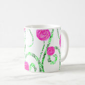 Mug Vignes à fleurs roses et vertes (Devant droit)