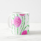 Mug Vignes à fleurs roses et vertes (Devant gauche)
