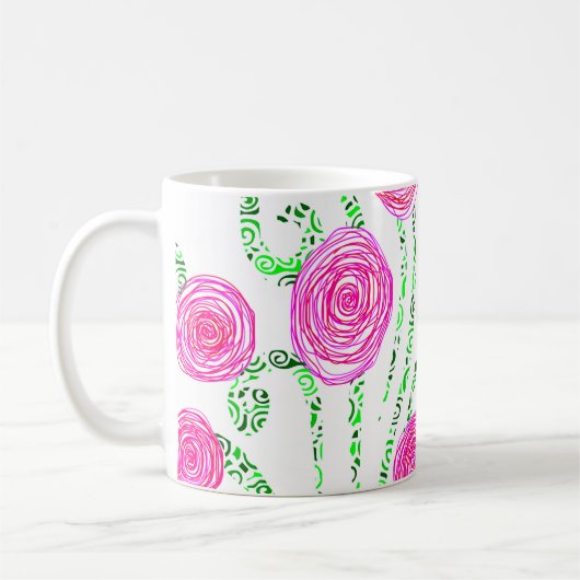 Mug Vignes à fleurs roses et vertes (Gauche)