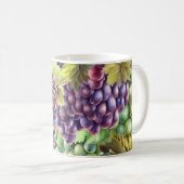 Mug Vignoble collage de raisin rouge vert grappes vign (Devant droit)