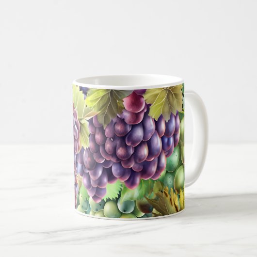 Mug Vignoble collage de raisin rouge vert grappes vign (Devant droit)