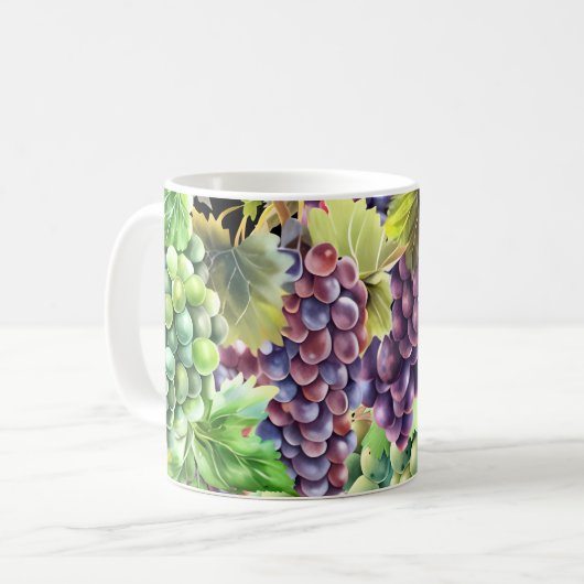 Mug Vignoble collage de raisin rouge vert grappes vign (Devant gauche)