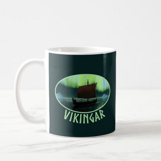 Mug Viking Navire Et Lumières Du Nord (Gauche)