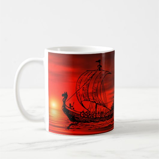 Mug Viking Ship au coucher du soleil sur la mer Rouge (Gauche)