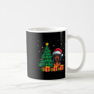 Mug Vilain Dachshund Santa Hat Noël Lumières Chien Amo