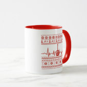 Mug Vilain joyeux pull de Noël guitare acoustique (Devant droit)