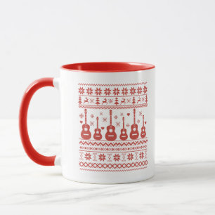 Mug Vilain joyeux pull de Noël guitare acoustique
