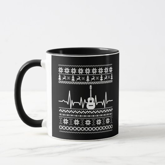Mug Vilain joyeux pull de Noël guitare acoustique (Gauche)
