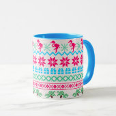 Mug Vilain pull de Noël Flamant rose Tropical (Devant droit)