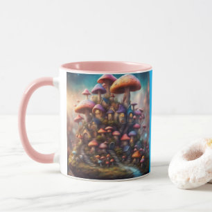Mug Village de champignons magiques coloré en été