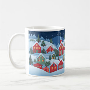 Mug Village de Noël en 3D découpé en papier