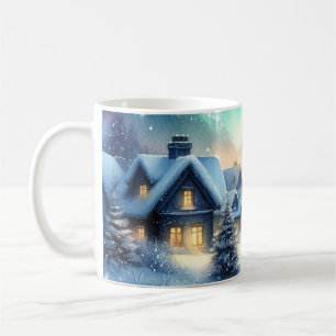 Mug Village de Noël enneigé à l'aquarelle