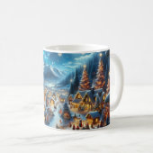 Mug Village de Noël Peinture sur scène neigeuse (Devant droit)